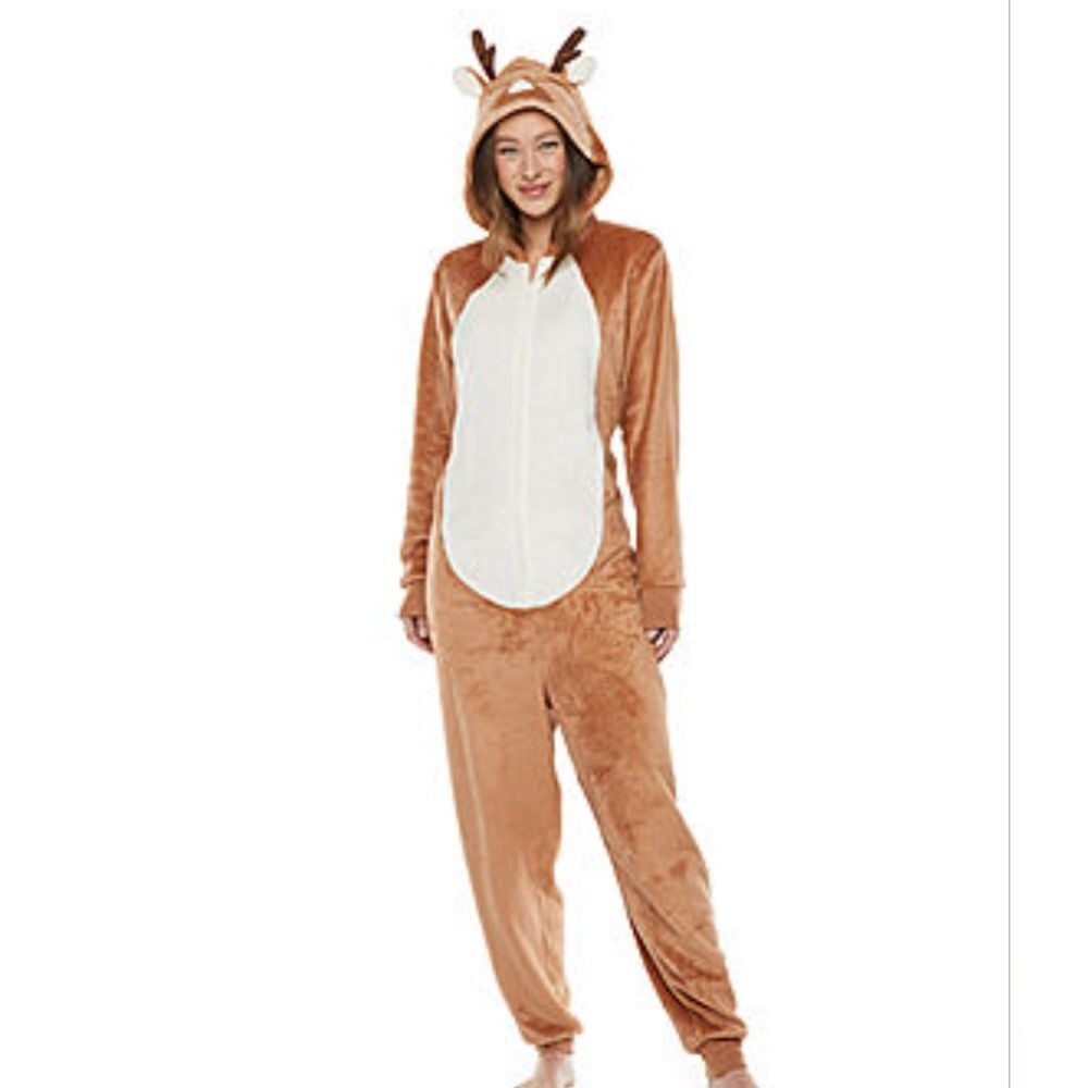 North Pole Trading Co. Reindeer Unisex Adult‎ Long Sleeve One Piece Pajama